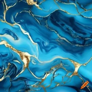 3D Marble sheets sky blue gold